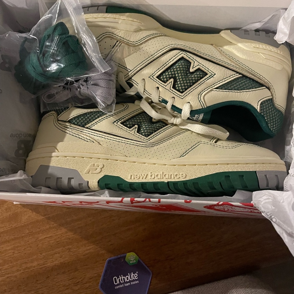 New Balance Beige and Forest Green Shoes